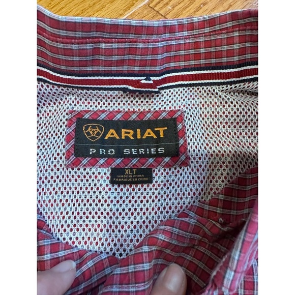 Ariat Mens Checked Pattern Long Sleeves Dress Shirt Size XLT - Picture 3 of 6